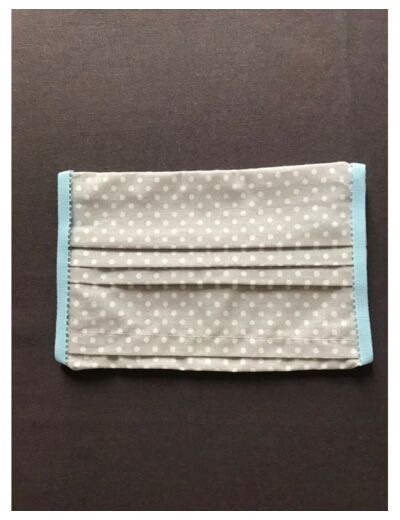 Masque Tissu 100% coton 3 plis avec insert : "Pompon Petits Pois" (gris)