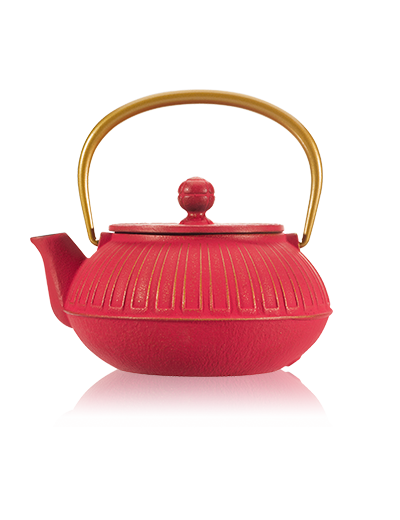IWACHU Théière fonte 0,65L Kiku rouge dorée Anse dorée