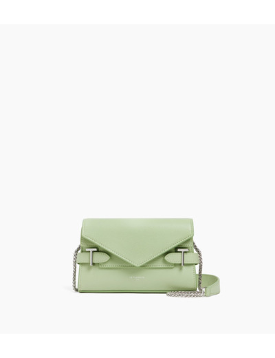 Sac pochette avec bandoulière double rabat Emilie en cuir grainé