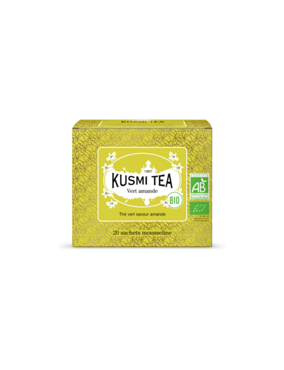 Thés Aromatisés Verts Vert Amande bio - Etui 20 sachets mousseline - 40gr