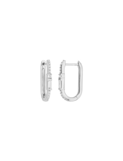 Boucles d'oreilles pendantes Murat Façades en argent rhodié et oxyde de zirconium