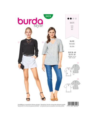 Burda Style – Patron Femme Blouse n°6424 du 38 au 48