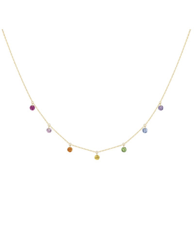 Collier La Brune & La Blonde CONFETTI Rainbow en or jaune, rubis, saphirs rose, orange, jaunes, bleus, tsavorites et améthyste de 0.90ct