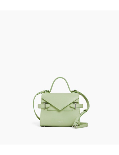 Petit sac à main double rabat Emilie en cuir grainé