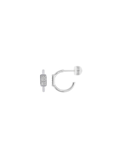 Boucles d'oreilles créoles Murat Les Pavés en argent rhodié et oxyde de zirconium