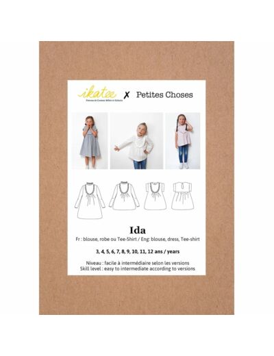 Ikatee – Patron Enfant Tee Shirt, Blouse ou Robe "Ida" de 3 à 12 ans