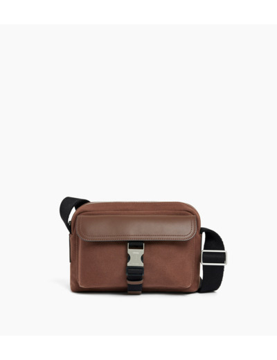 Petit sac bandoulière Maurice en toile coton et cuir lisse