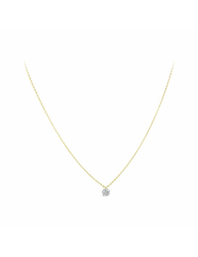 Collier Sarlane Etincelle Brillant en or jaune et diamant taille brillant de 0.25ct monté en Serti Riveté