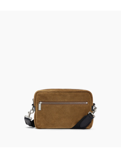 Petit sacoche Emile en cuir refente de velours embossé