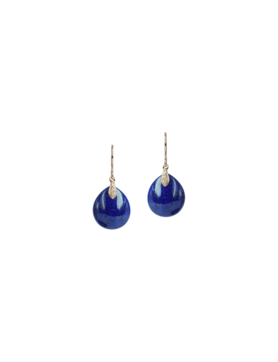 Boucles d'oreilles Isabelle Langlois Talisman en or rose, lapis-lazuli et diamant