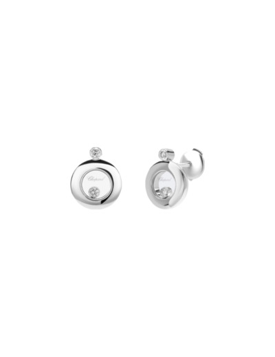 Boucles d'oreilles Chopard Happy Diamonds en or blanc et diamants