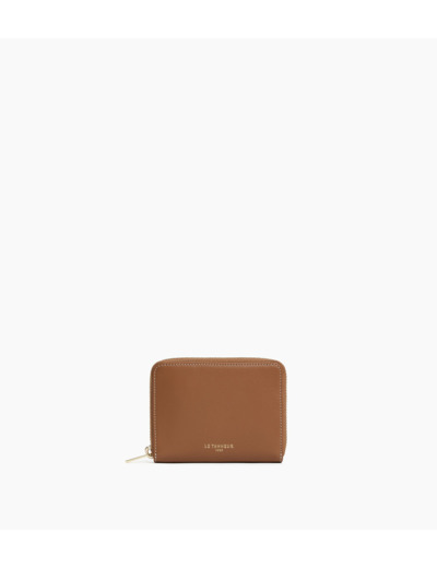 Porte monnaie zippé avec porte cartes amovible Albertine en cuir lisse