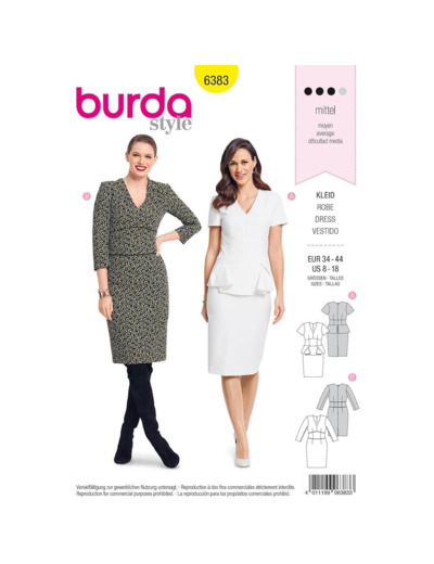 Burda Style – Patron Femme Robe à Basque n°6383 du 34 au 44