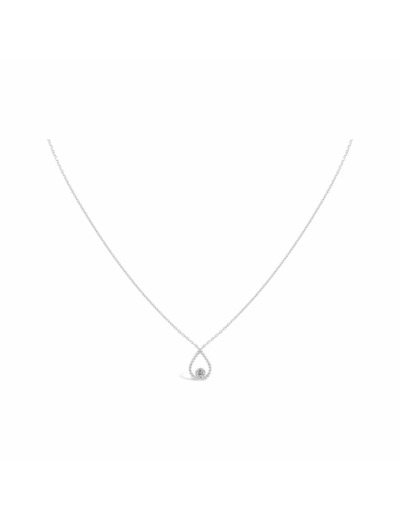 Collier Sarlane Palline Goutte en or blanc et diamant taille brillant de 0.07ct monté en Serti Riveté