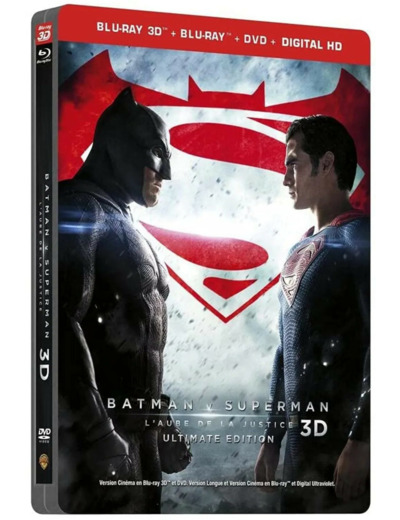Blu-Ray Batman v Superman : L'aube de la justice - SteelBook Ultimate Édition - Blu - ray 3D + Blu - ray + DVD + Copie digitale