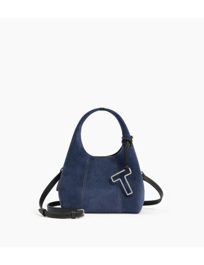 Petit sac à main Juliette en cuir suède effet denim