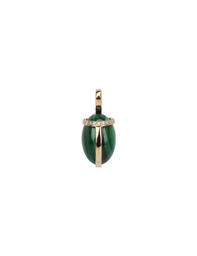 Pendentif Isabelle Langlois Khepri en or rose, malachite et diamant