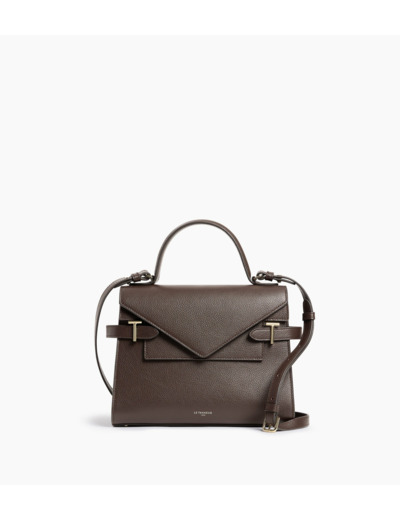 Sac à main double rabat moyen modèle Emilie en cuir grainé