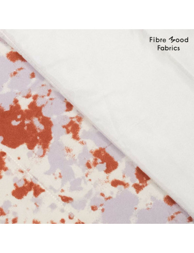 Fibre Mood - Tissu Matelassé Déperlant "Elsie" à Motif Taches Oranges sur le Fond Lilas