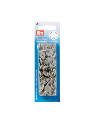 Prym - Boite 30 Boutons Pression "Color Snaps" Coloris Gris (12,4 mm)