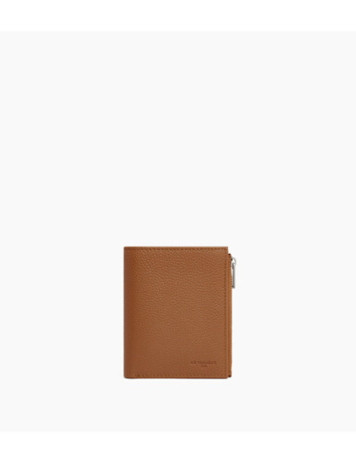 Portefeuille moyen modèle zippé Charles en cuir grainé