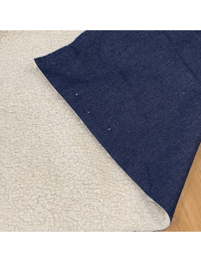 Sélection Coup de coudre - Tissu Denim Brut Bleu Marine Envers Sherpa Ecru