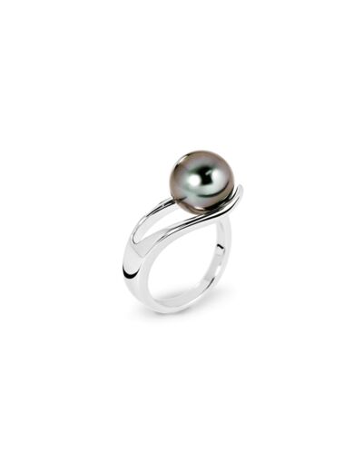 Bague Bulle avec Perle de Tahiti 9/10mm en argent 925