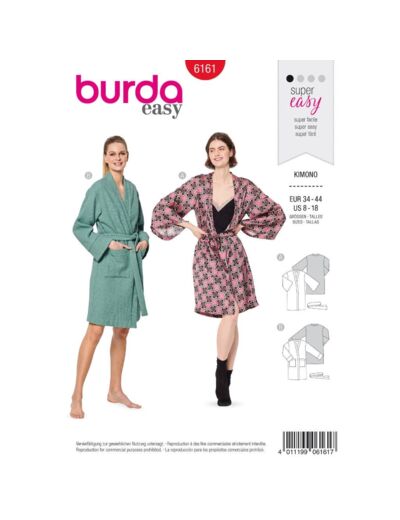 Burda Style – Patron Femme Kimono n°6161 du 34 au 44