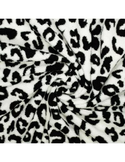 Sélection Coup de Coudre - Tissu Maille Sherpa à Motif Léopard Noir Et Blanc