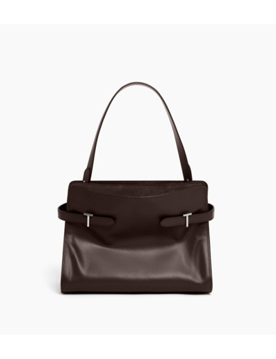 Sac porté épaule grand modèle Emie en cuir lisse et nubuck