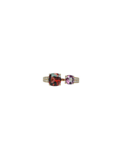 Bague Isabelle Langlois Pavé de Paris en or rose, grenat, rhodolite et diamant
