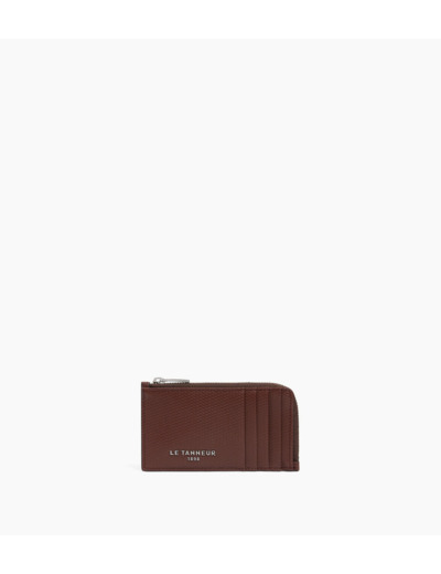 Porte carte large zippé Emile en cuir signature T