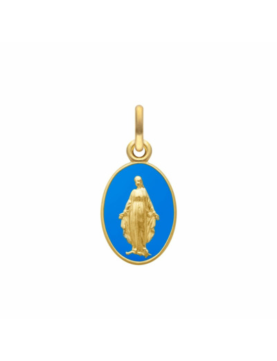 Médaille Arthus Bertrand Vierge Miraculeuse 2 faces 13 mm laque bleu roi or jaune sablé