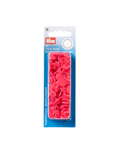 Prym - Boite 30 Boutons Pression "Color Snaps" Coloris Rose Fraise (12,4 mm)