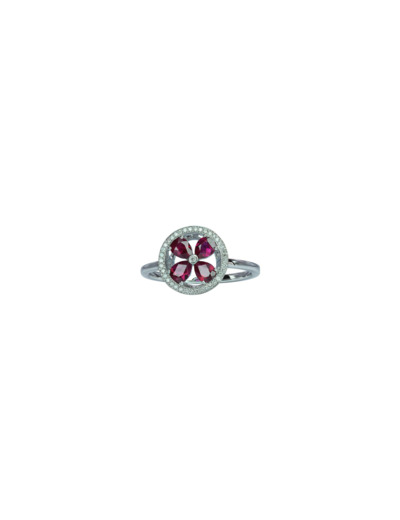 Bague Isabelle Langlois Jeton en or blanc, rubis et diamant