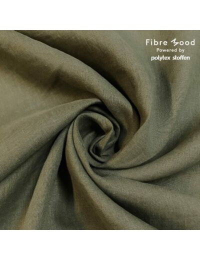 Fibre Mood - Tissu Toile de Pur Lin Lavé Uni Couleur Kaki