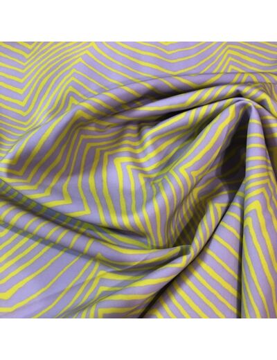 Sélection Coup de coudre - Tissu sergé polyester à motif "Zèbre" lilas et citron vert