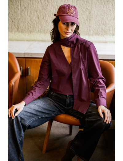 Fibre Mood - Tissu Popeline de Coton Touché Papier "Zizou" Uni Couleur Bordeaux