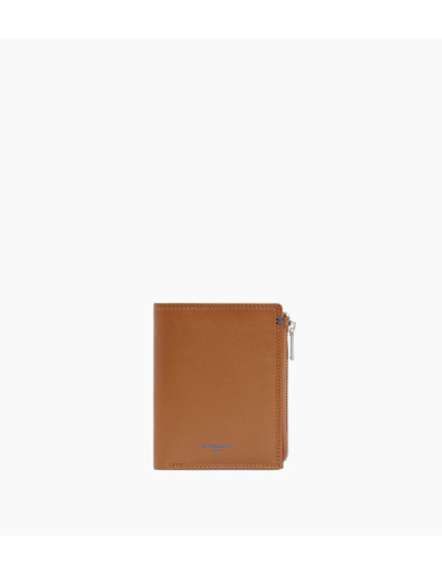 Portefeuille vertical zippé moyen modèle Martin en cuir lisse