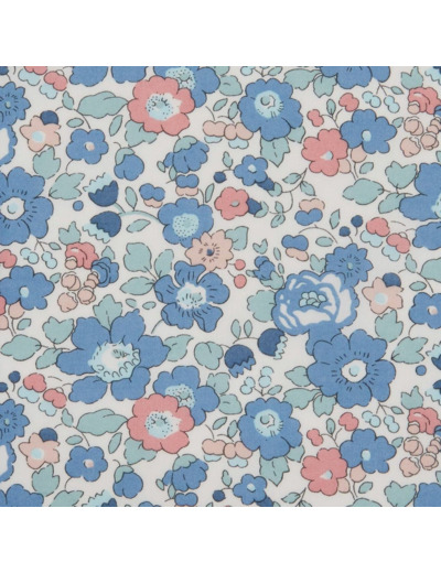 Liberty London - Tissu Betsy Tana Lawn Coton Bleu et Rose