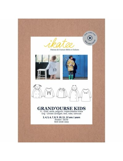 Ikatee – Patron Enfant Gilet, Veste, Imperméable ou Peignoir Mixte "Grande Ourse Kids" de 3 à 12 ans