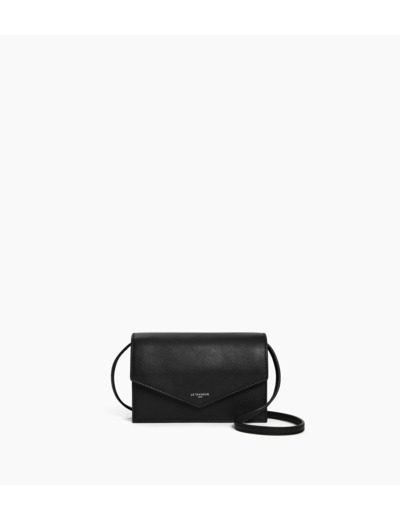 Sac pochette avec bandoulière en cuir lisse