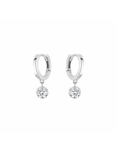 Boucles d'oreilles créoles La Brune & La Blonde 360° en or blanc et diamants de 0.20ct