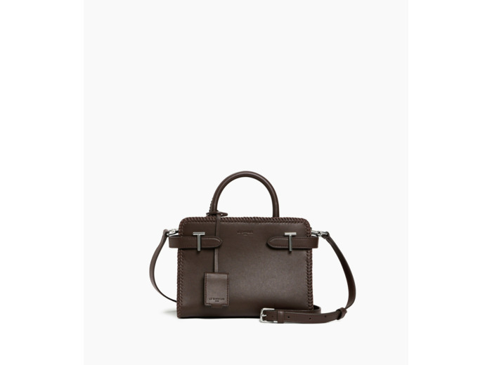 Petit sac à main Emilie en cuir lisse et surpiqûres