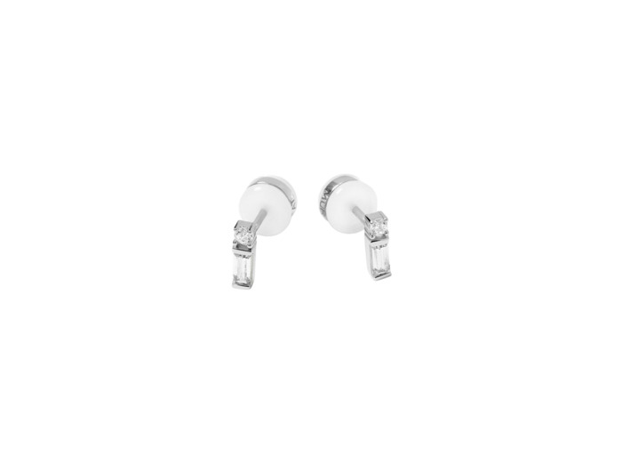 Puces d'oreilles Murat Façades en argent rhodié et oxyde de zirconium