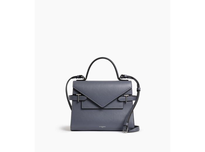 Sac à main double rabat moyen modèle Emilie en cuir grainé