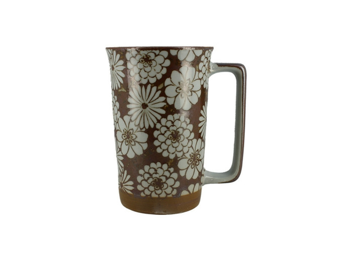 MUG 40cl FLEURS RONDES BRUN - JAPON