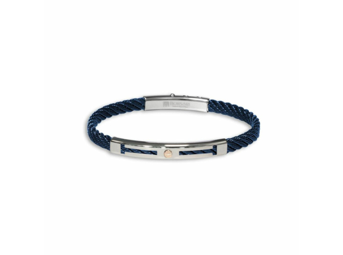 Bracelet Borsari Skema en acier bleu et or rose