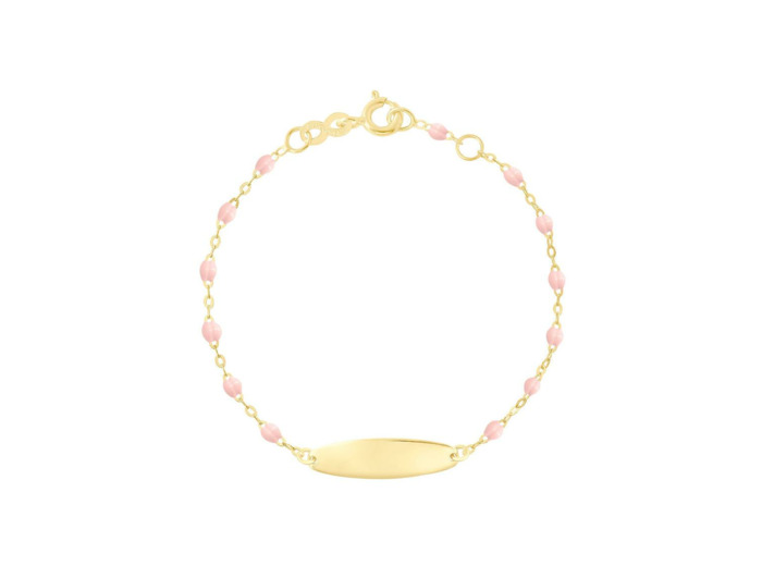 Bracelet Gigi Clozeau Little Gigi en or jaune et résine rose bébé, taille 15cm