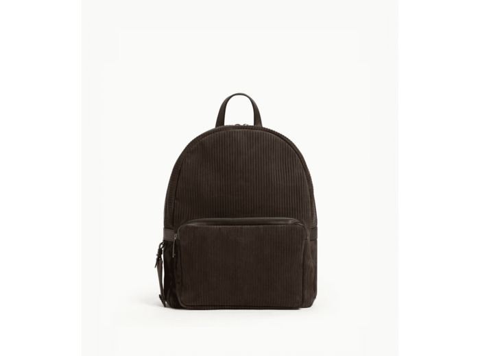 Sac à dos zippé Emile en cuir côtelé et lisse